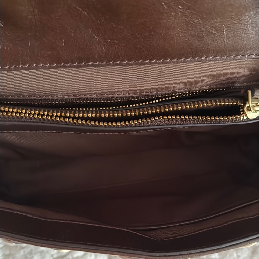 Tory Burch Fleming Brown and Cream Quilted Shoulder Bag - Picture 8 of 12